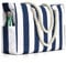NCKIHRKK Strandtasche Badetasche Groß, Wasserdicht Strandtasche Grosse XXL Familie, Vielseitiger Damen Shopper Badetasche Schwimmtasche Saunatasche Beach Reisetasche Tote, Gestreift Blau