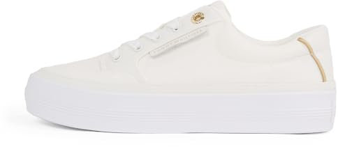 Tommy Hilfiger Sneaker con Suela Vulcanizada Mujer Essential Textile Plateau, Blanco (Ecru), 38