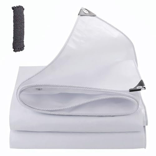 Lona impermeable con ojales, lona blanca de polietileno de 180 g/m², resistente a los rayos UV, a la intemperie, resistente a los desgarros, para muebles de jardín, piscina, coche, barco, camping