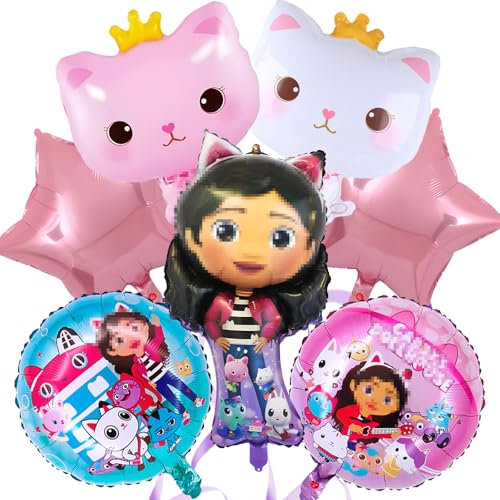 Gabby Luftballons Geburtstag Deko Mädchen -9Pcs Doll House Kinder Ballon Geburtstagsdeko Folienballon Girlande Happy Birthday Luftballon Partyzubehör für Kindergeburtstag Party Ballons Supplies Deko