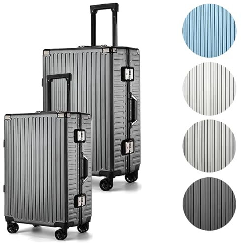 Int'x Hartschalenkoffer mit Aluminiumrahmen 2er Set (M,L) Trolley Handgepäck Reisekoffer Koffer Leicht mit 4 Rollen Rollkoffer Hartschale TSA Schloss Reisetrolley Flug Reisegepäck Luggage Grafit
