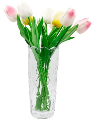 7,7 Vase aus klarem Kristall, Verdicktem Klarglas Blumenvase, Polka Dot Muster Blumenvasen für Haus Wohnzimmer Schlafzimmer