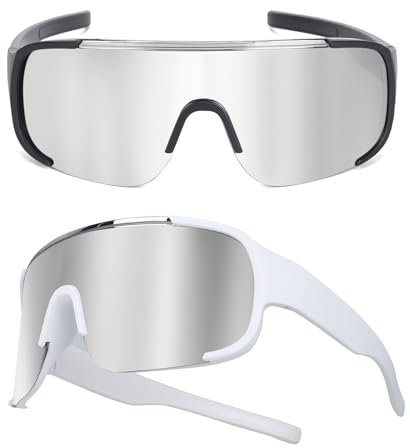 XIKAYA Modische Herren Damen Fahrradbrille, Brille, Sportbrille, Sonnenbrille, Schnelle Brille, UV400, für MTB Rennrad Radfahren Biking Laufen Enduro mit Ski Rave - 2 Stück