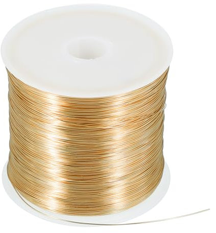 sourcing map 164Ft 26 Gauge Jewelry Wire Beading Wire for Jewelry Making 50M/0.4mm Bare Copper Craft Beading Wire for Necklace Bracelet Beading Supplies, Light Gold