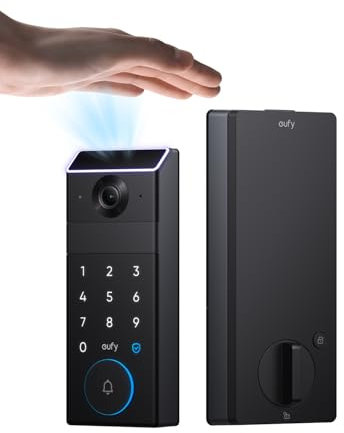 eufy FamiLock S3, Smart Lock With Palm Vein Recognition, Keyless Entry Door Lock for Front Door, 3-in-1 Wi-Fi Keypad Deadbolt+ 2K HDR Camera+ Doorbell, ANSI/BHMA Grade 1, Motion Sensor, No Monthly Fee