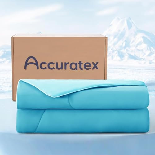 ACCURATEX Kühldecke 140×200 cm, Sommerdecke mit Q-Max > 0.45 Arc-Chill Kühlfaser, Leichtgewicht & Atmungsaktiv für Heiße Schläfer, Nachtschweiß und Klimaregulierung, Kühlende Decke für Sommer, Blau