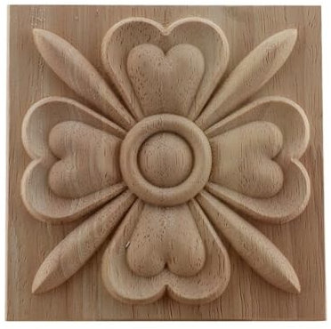 DQZRTUECA Dekorative Zierleisten aus Holz, Retro, geschnitzt und unlackiert, für Möbel und Wände des Hauses – lange ovale Gummi-Transfers (6 cm x 6 cm) (6 cm x 6 cm-05)