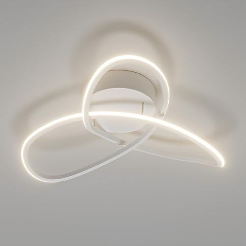 LQWELL Modern Led Deckenleuchte, LED Deckenlampe 24.5cm, Kleeblatt Design, 22W 4000K 2450LM IP44 Wasserfest Schlafzimmerleuchte Wohnzimmerleuchte aus Metall+Acryl als Badezimmer Küche Keller Büro