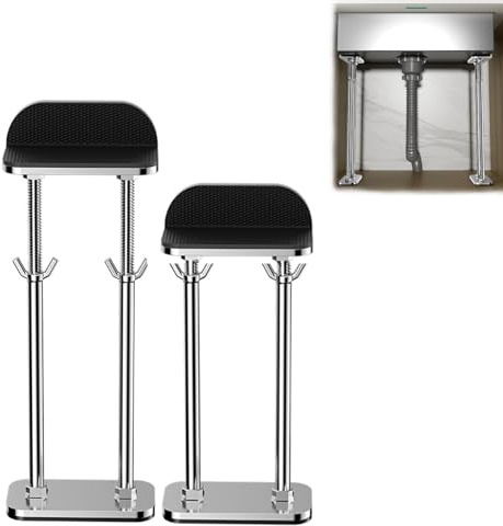 QruiTanTu - Juego de 2 piezas de soporte de fregadero de cocina para montaje inferior que ahorra espacio, kit de reparación de fregadero vertical con almohadilla antideslizante que absorbe los golpes