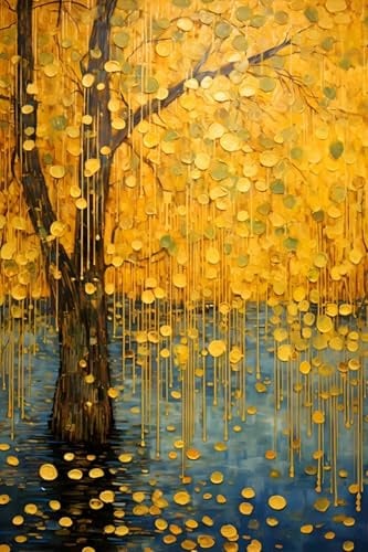 XZSFD NBGEA Gustav Klimt Szenerie Poster Abstrakte Drucke Farbe Wandkunst Bild《Großer Goldener Baum》Gustav Klimt Leinwand Gemälde Für Home Decor 50x80cm Ungerahmt