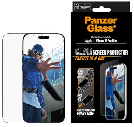 PanzerGlass Tempered Glass Screen Protector for iPhone 17 Pro Max 6.9 inch Ultra Wide Edge to Edge Anti-Drop Anti-Scratch Anti-Fingerprint FastFit IN-A-BOX