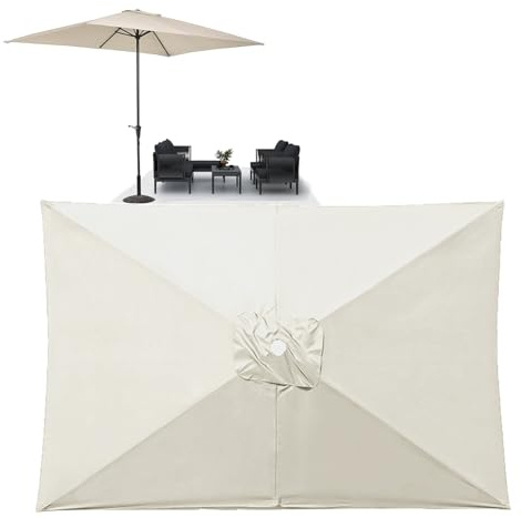 Copertura Di Ricambio Per Ombrellone Da Giardino Esterno, Telo Di Ricambio Per 2x2m 3x2m 3x3m Ombrellone, 6 Stecche, Impermeabile, Baldacchino Di Ricambio Ombrellone Spiaggia Piscina(Beige,2x2m)