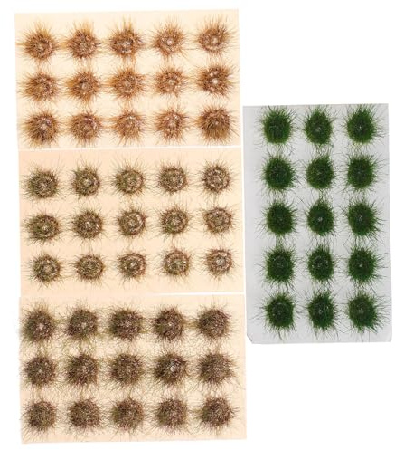 SEWACC 4 Piezas Kit de Mechones de Césped Estático Verde para Maquetas de Arbustos Miniatura Realistas para Decoración DIY de Trenes y Dioramas de Terreno