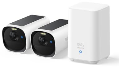 eufy Security eufyCam E40 2 Camera Set with Homebase 2, Wireless 2K Solar Camera for Outdoors, with Integrated Solar Panel, MaxColor Night Vision, No Monthly Subscription Costs (Refurbished)