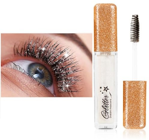 Autmor Lash Diamond Glitter Mascara – Glänzende Wimperntusche mit Diamant Bunte Perlglanz für Atemberaubende, Lang anhaltende & Wasserdicht Wimpern, Charmante Augen Make-up (white)