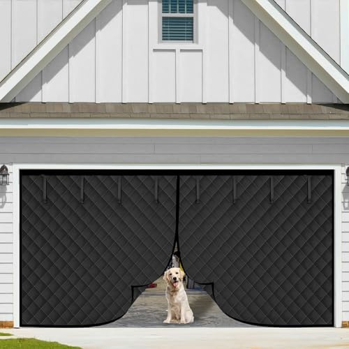 Générique Rideau De Porte De Garage Magnétique À Isolation Thermique, Kit D'isolation pour Porte De Garage pour l'hiver Rideau Isolant Thermique Tissu Oxford, pour Terrasse Extérieur(Noir,250x220cm)