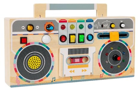 CoudarTitie Tableau D'activités pour Enfants, Cadeau pour Bébés Garçons et Filles, Radio Sensorielle En Bois