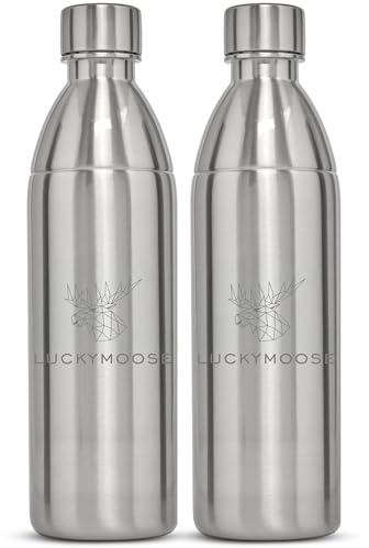 Luckymoose Infinity Edelstahlflasche (1,1L) kompatibel mit SodaStream DUO & TERRA Wassersprudler – Umweltfreundlich, Bruchsicher und Spülmaschinenfest – hochwertiger 304 Edelstahl statt Plastik
