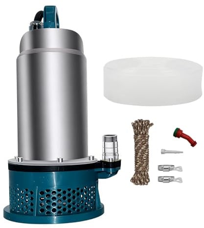 Pompe submersible compatible avec Makita batterie 18V, pompe à eau sans fil avec câble de connexion de 5 m, hauteur de refoulement de 16 m, moteur sans balais (batteries et chargeur non inclus)