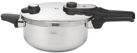 JATA HOGAR HOLL2224 Schnellkochtopf aus Edelstahl, 4 l, Schnellkochtopf mit Drehverschluss, 3 Sicherheitssysteme, geeignet für Induktion und alle Herdarten, Ø 22 cm