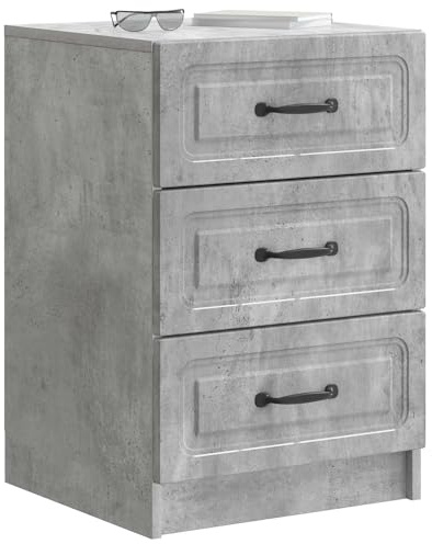 vidaXL Nachttisch Betongrau 43 x 41 x 63,5 cm Holzwerkstoff, Schlafzimmermöbel, Vintage Nachttisch mit viel Stauraum, rechteckig, platzsparender Tisch, Dekoständer für Deko