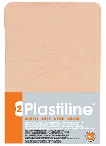 Plastiline 7250T - Plastiline sheet - Modelling Paste, High Precision - Sculpting, Moulding - Hardness 2 (soft) - 750g - Naples Pink shade. Made in France