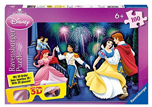 Ravensburger 13629 - Disney Princess: Glanzvoller Auftritt der Prinzessinnen - 100 Teile 3D XXL Puzzle (Mit 3D Brille)