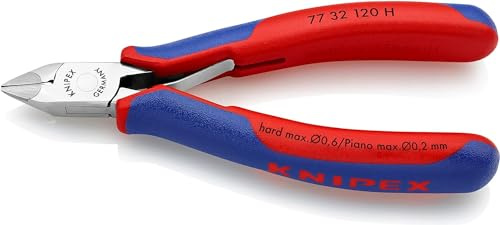 KNIPEX Elektronik-Seitenschneider, 77 32 120 H | Mit eingesetzter Hartmetallschneide mit Mehrkomponenten-Hüllen 120 mm