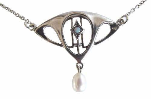 Collier 925 Silber Opal Perle deutscher Jugendstil