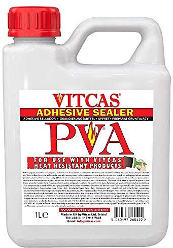 VITCAS 1 liter PVA Adhesive Sealer - For Heat Resistant Plaster - Tile Adhesive - Emulsion Primer - Ready to Use - Easy to Apply - Rapid Drying - High Viscosity