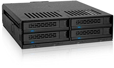 ICY DOCK 4X 2,5 SATA/SAS HDD/SSD Wechselrahmen mit schraubenlosen Trays in 5,25 Schacht - ExpressCage MB324SP-B