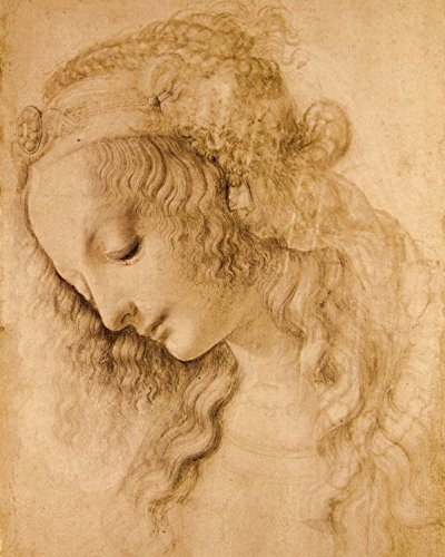 1art1 Leonardo Da Vinci Poster Weiblicher Kopf, Circa 1478 Bilder Leinwand-Bild Auf Keilrahmen | XXL-Wandbild Poster Kunstdruck Als Leinwandbild 50x40 cm