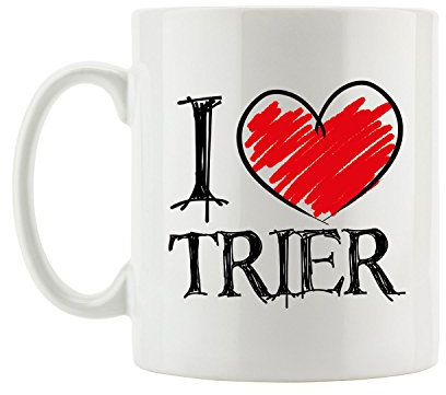Pixxprint I Love Trier Fun Tasse, ca. 300ml Fassungsvermögen, Keramik Weiß, Spülmaschinenfest