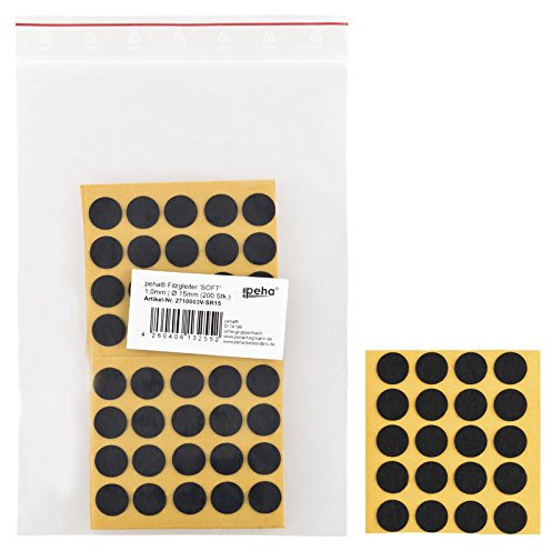 haggiy Filzgleiter - Filzunterleger selbstklebend - 1,0 mm stark, schwarz, rund 15 mm (200 STK.)