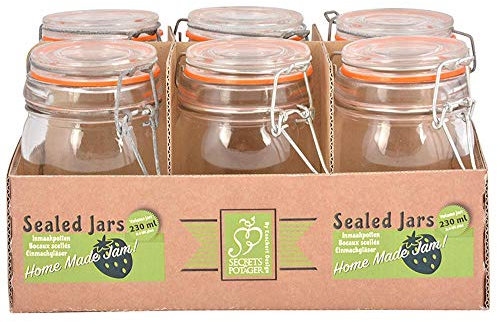Esschert Design Einmachgläser 6er Set mit Bügelverschluss, 230 ml Größe L, Marmeladen Gläser zum Einkochen, Bügel Glas mit Einmachring