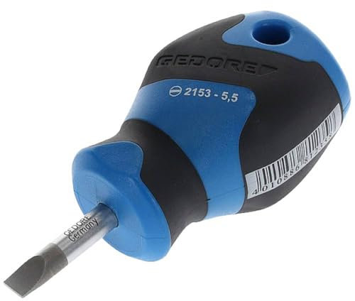 GEDORE Schraubendreher Schlitz klein, Mini Schraubenzieher kurz, 3-Komponenten-Griff, Länge 81 mm, Werkzeug, 2153 5,5