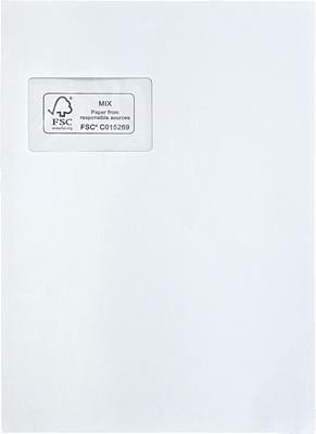 Mailmedia 276885 Versandtasche Fsc Mix C4 Weiß Mit Fenster 120 G/Qm Inhalt 250