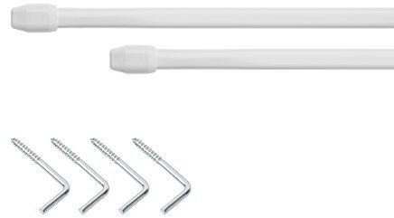 Lichtblick Vitragestange 11 mm Ø, Scheibengardinenstange Weiß, ausziehbar von 30 - 50 cm, Gardinenstange für Küche, Bad usw., Dekoration im Landhaus-Stil