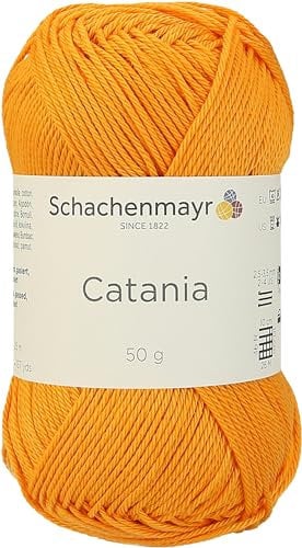 Schachenmayr 9801210-00411 Handstrickgarn, 100% Baumwolle, mango, 11,5 x 5,2 x 6 cm, 50