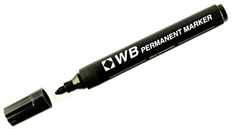 SMCO 10 x Black Bullet Tip WB PERMANENT MARKER Pens Waterproof