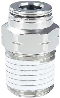 PneumaticPlus PN11-1/4-1/8 Raccord pneumatique en métal mâle droit – Tube OD 1/4 x Filetage NPT 1/8