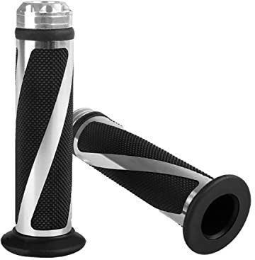 Bonnoeuvre Motorrad Lenkergriffe Griffe, rutschfest, aus Gummi, Aluminium, für 7/8 Zoll, 22 mm, Lenker für Motorrad, Fahrrad, Scooter, Cross (Silber)
