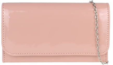 Girly Handbags Donna Pochette lucida tinta unita, Rosa, W 20, H 12, D 7 cm (W 8, H 5, D 3 inches)