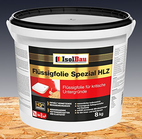 Flüssigfolie HLZ 8kg - Dichtfolie für kritische Untergründe - Wasserdichte Abdichtung für innen & Außenbereich - für Wand & Boden - Balkonabdichtung, Wasserstop, für Fliesen und Holz