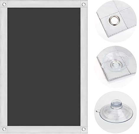 OBdeco Thermal Roller Blind, Skylight Sun Protection, Blackout Blind for Velux, Heat Protection, No Drilling, with Suction Cups (Black, 96 x 120 cm)