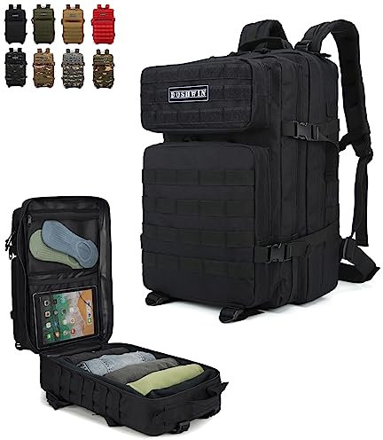 Doshwin 40L Taktischer Militär Rucksack Großer Armee Molle Assault Pack für Wandern Reisen Trekking Camping (Schwarz)
