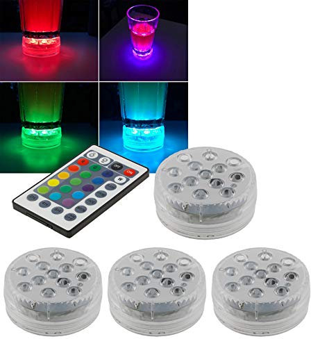 ChiliTec Pool Unterwasser Lichter 4er Poolbeleuchtung IP68 Batteriebetrieb Licht RGB Mehrfarbig