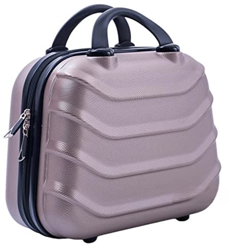 R.Leone Valigia da 1 pezzo Fino a Set 4 Trolley Rigido grande, medio, bagaglio a mano e beauty case 8 ruote in ABS 2026 (Rose Gold, XXS Beauty case)