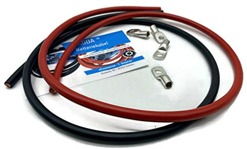 eXODA Cable de la batería 25mm2 4x M8 terminal de cable cada uno 1m de cable rojo y negro