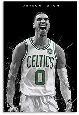 LKJHLK Jayson Tatum Poster, Basketball-Poster, Wanddekoration, Leinwand-Kunstdruck, für Büro, Schlafzimmer, Zuhause, Schlafsaal – Geschenk für Jungen und Herren, 30 x 45 cm
